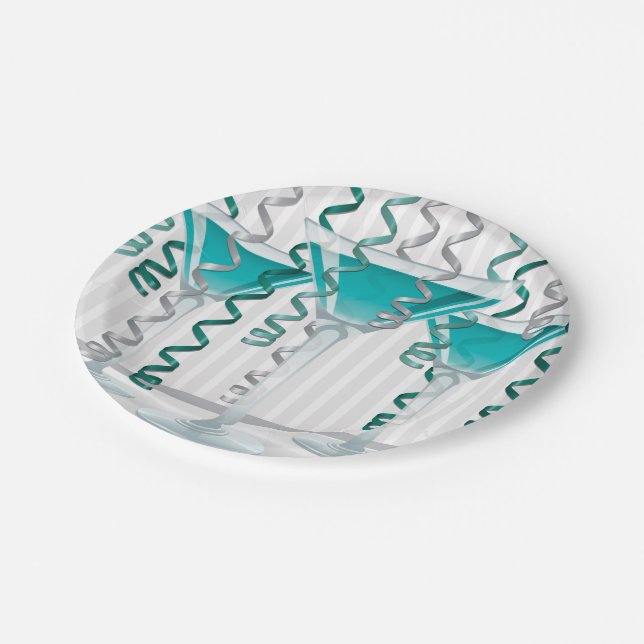 Plato De Papel Cóctel Aqua y cinta (Angular)
