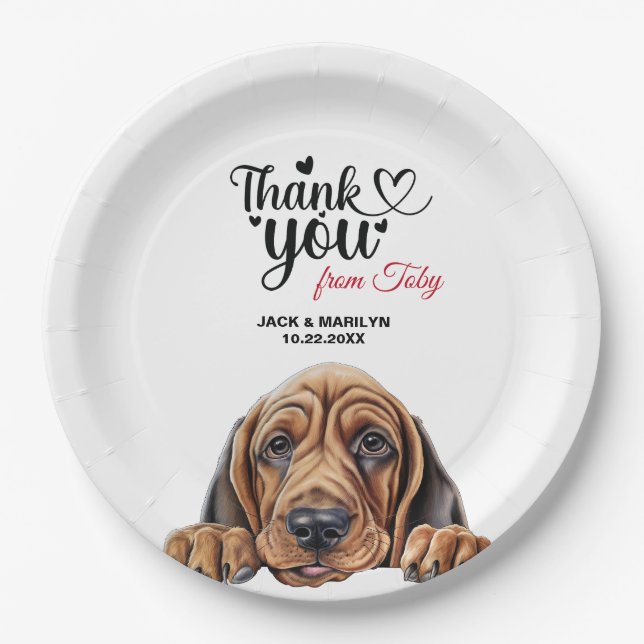 Plato De Papel Cóctel Boda de perro boquiabierto (Anverso)