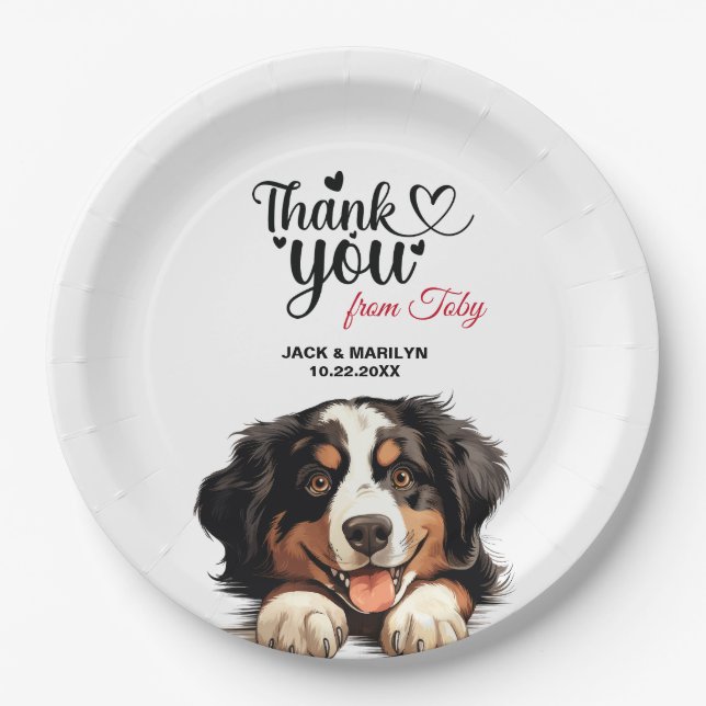 Plato De Papel Cóctel de boda de perro de montaña de Berna (Anverso)