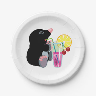 Plato De Papel cóctel de consumición del topo del dibujo animad