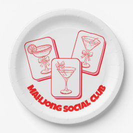 Plato De Papel Cóctel de la fiesta de San Valentín de Mahjong