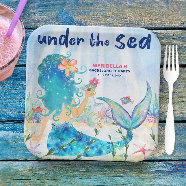Plato De Papel Cóctel De Sirena Bajo El Mar Beach Bachelorette (Subido por el creador)