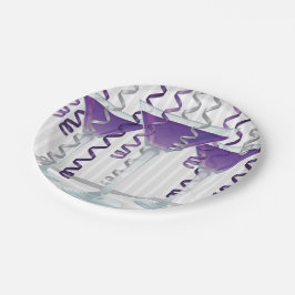Plato De Papel Cóctel morado y cinta