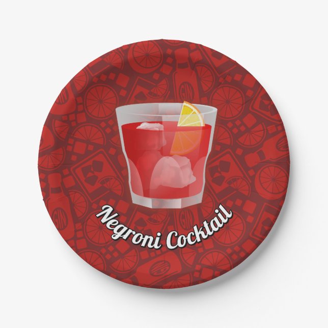 Plato De Papel Cóctel Negroni (Anverso)