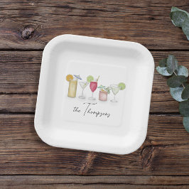 Plato De Papel Cóctel simple beber agua color Personalizado capri