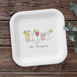 Plato De Papel Cóctel simple beber agua color Personalizado capri