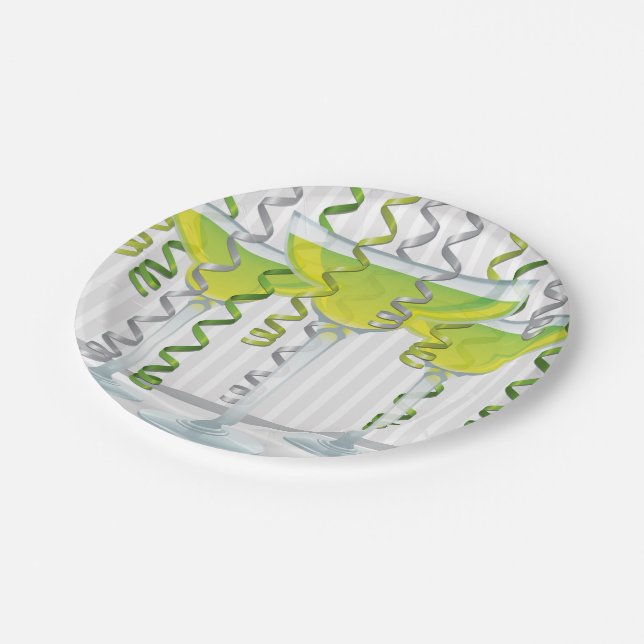 Plato De Papel Cóctel verde y cinta (Angular)
