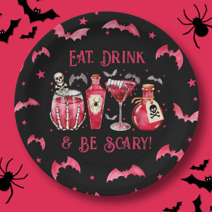 Plato De Papel Cócteles de Halloween para tomar y tener miedo