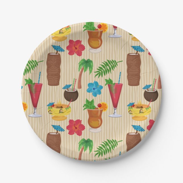 Plato De Papel Cócteles tropicales de Tiki (Anverso)