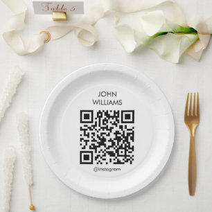 Plato De Papel Código QR de apertura de exposición de artista de