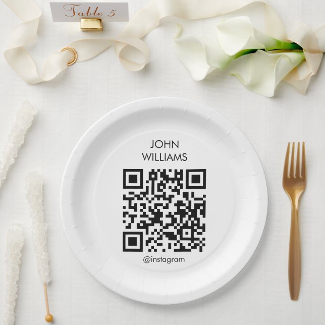 Plato De Papel Código QR de apertura de exposición de artista de  (Boda)