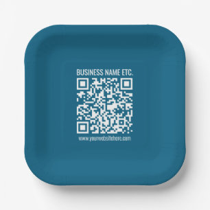 Plato De Papel Código QR editable Ocean Blue