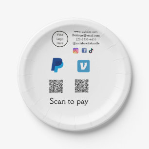 Plato De Papel código QR pagar PayPal venmo escanear pagar añadir