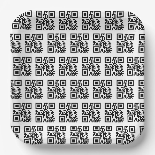 Plato De Papel Códigos QR de vacaciones felices (Anverso)