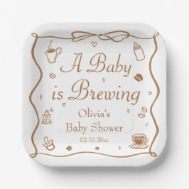 Plato De Papel Coffee A Baby is Brewing Baby Shower