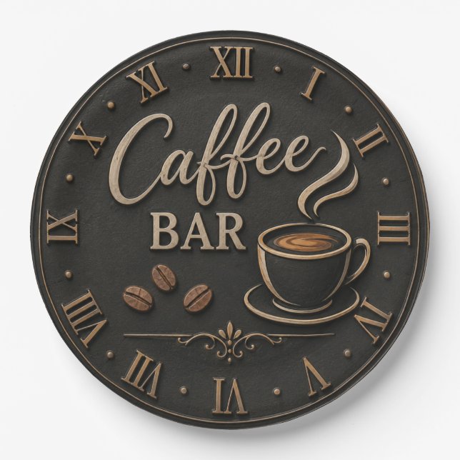 Plato De Papel Coffee Bar Rustic Coffee Lover Station Gift (Anverso)