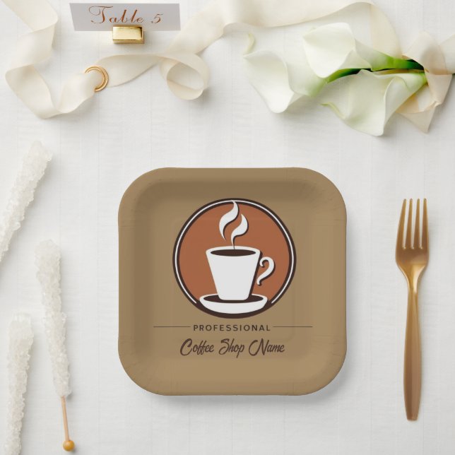 Plato De Papel Coffee Business profesional café espresso tienda (Boda)