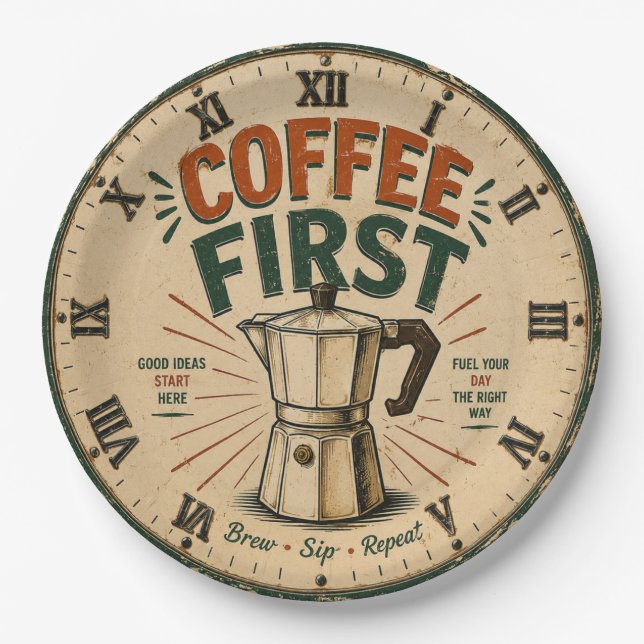 Plato De Papel Coffee First  (Anverso)