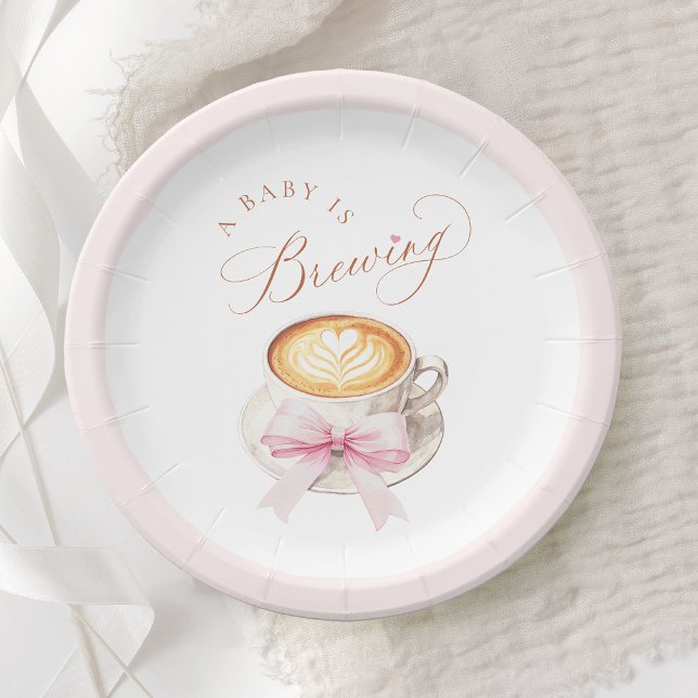 Plato De Papel Coffee Heart Latte Baby Shower (Subido por el creador)