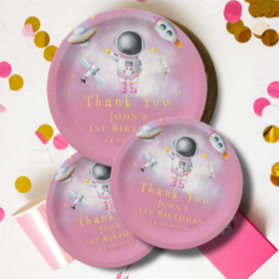 Plato De Papel Cohetes astronautas de chica espacial con estrella