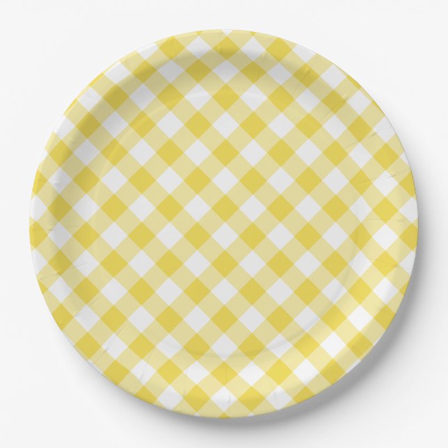 Plato De Papel Coincidir con su Boda Palette Country Gingham (Anverso)