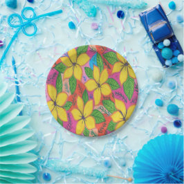 Plato De Papel Cojín decorativo Tropical Plumeria Garden