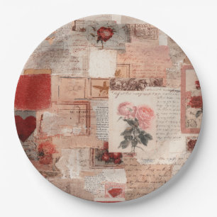 Plato De Papel Colaje Romántico de Rosas Vintage (2)