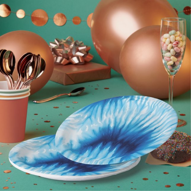 Plato De Papel Cole azul de arena blanca Aqua (Multi)