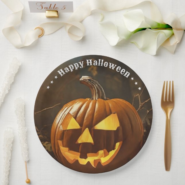 Plato De Papel Colección Big Pumpkin Halloween (Boda)