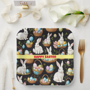 Plato De Papel Colección Boho Easter Bunny