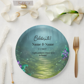 Plato De Papel Colección de Boda Elegancia Bioluminosa