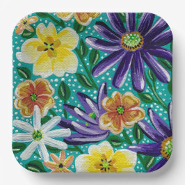 Plato De Papel Colección de campos de montaña de primavera