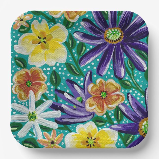 Plato De Papel Colección de campos de montaña de primavera (Anverso)