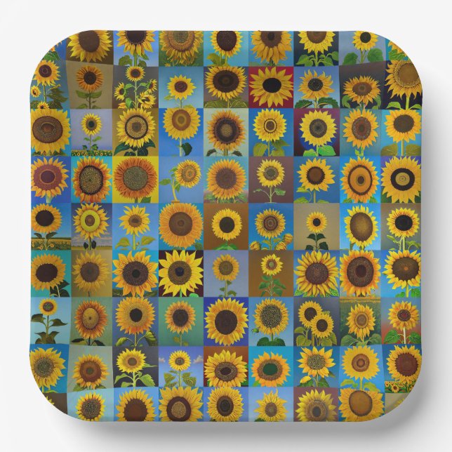 Plato De Papel Colección de girasoles (Anverso)