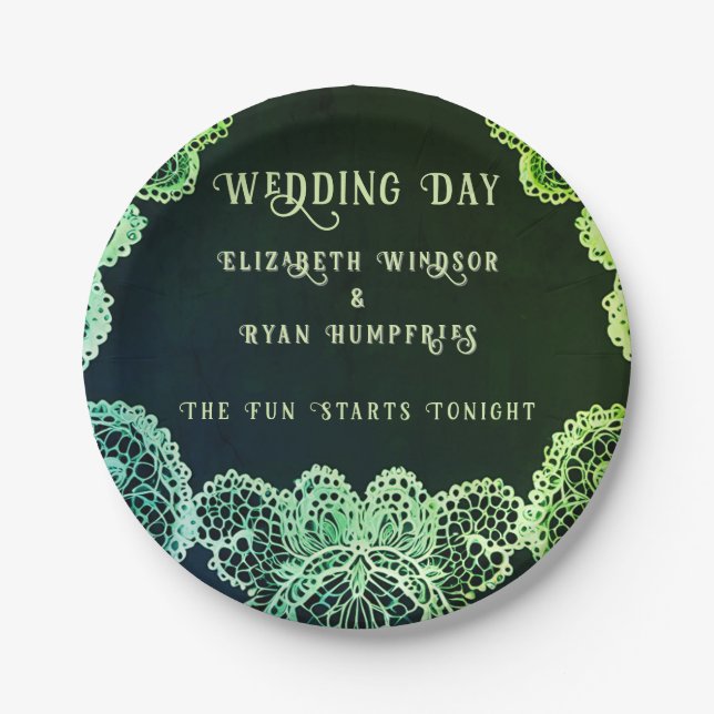 Plato De Papel Colección de invitaciones de boda "Elegant Lace" (Anverso)