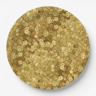 Plato De Papel Colección de monedas de oro antiguas