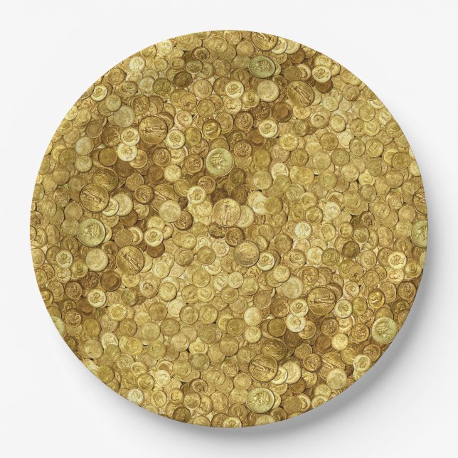Plato De Papel Colección de monedas de oro antiguas (Anverso)