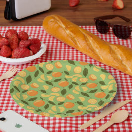 Plato De Papel Colección de patrones de cesta de frutas - Naranja
