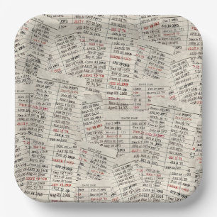 Plato De Papel Colección de tarjetas de biblioteca antigua