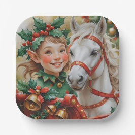 Plato De Papel Colección festiva de Navidades familiares de Snowm