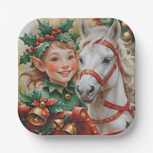 Plato De Papel Colección festiva de Navidades familiares de Snowm (Anverso)