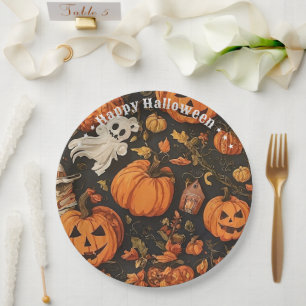 Plato De Papel Colección Happy Vintage Halloween