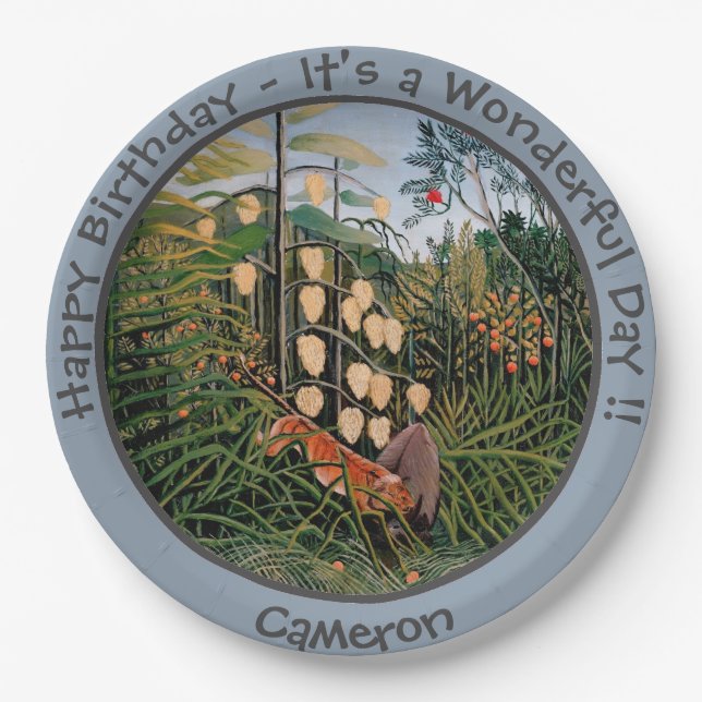 Plato De Papel Colección Henri Rousseau Tiger & Bull Fiesta Items (Anverso)