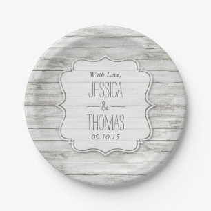 Plato De Papel Colección Nautical Whitewashed Wood Beach Wedding