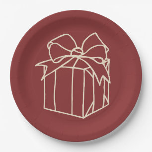 Plato De Papel Colección Navidades simples - presente