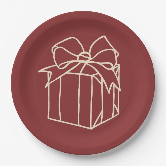 Plato De Papel Colección Navidades simples - presente (Anverso)