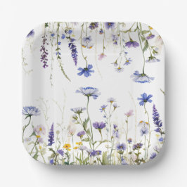 Plato De Papel Colección nupcial de Regency Blue Wildflower Regen