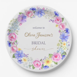 Plato De Papel Colección Pastel Floral Wreath Bridal Shower