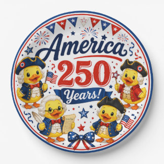 Plato De Papel Colección Patriótica de Patitos de América 250 Año