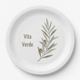 Plato De Papel Colección Vita Verde Blanco